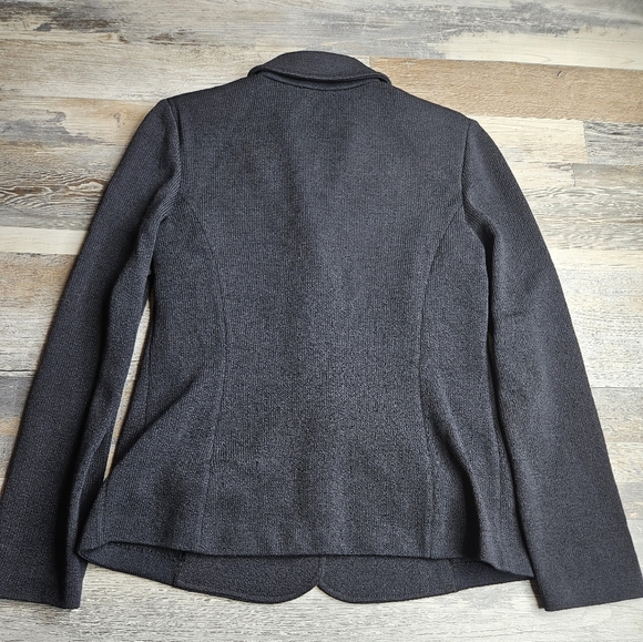St. John Collection Knit Wool Blend Blazer Black Large Pearl Buttons Size 4 - Picture 8 of 12